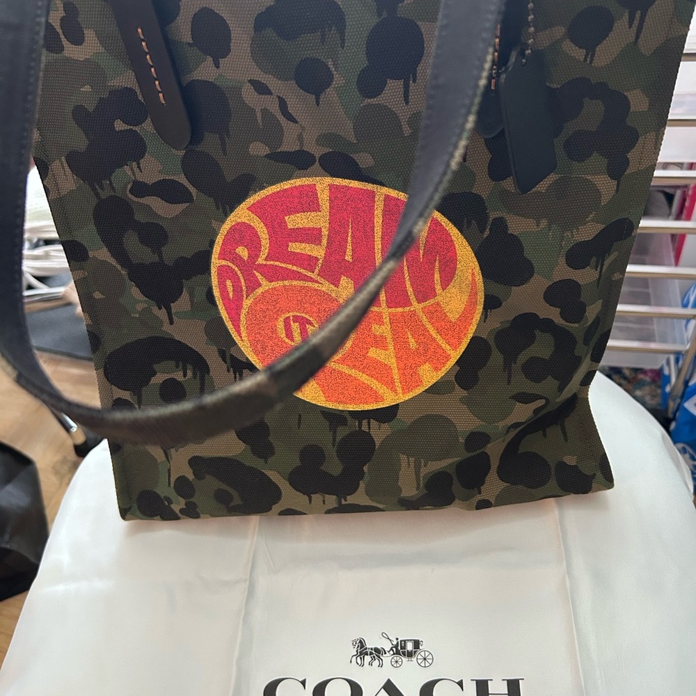 Coach Camouflage Tote with Red and Yellow Patch